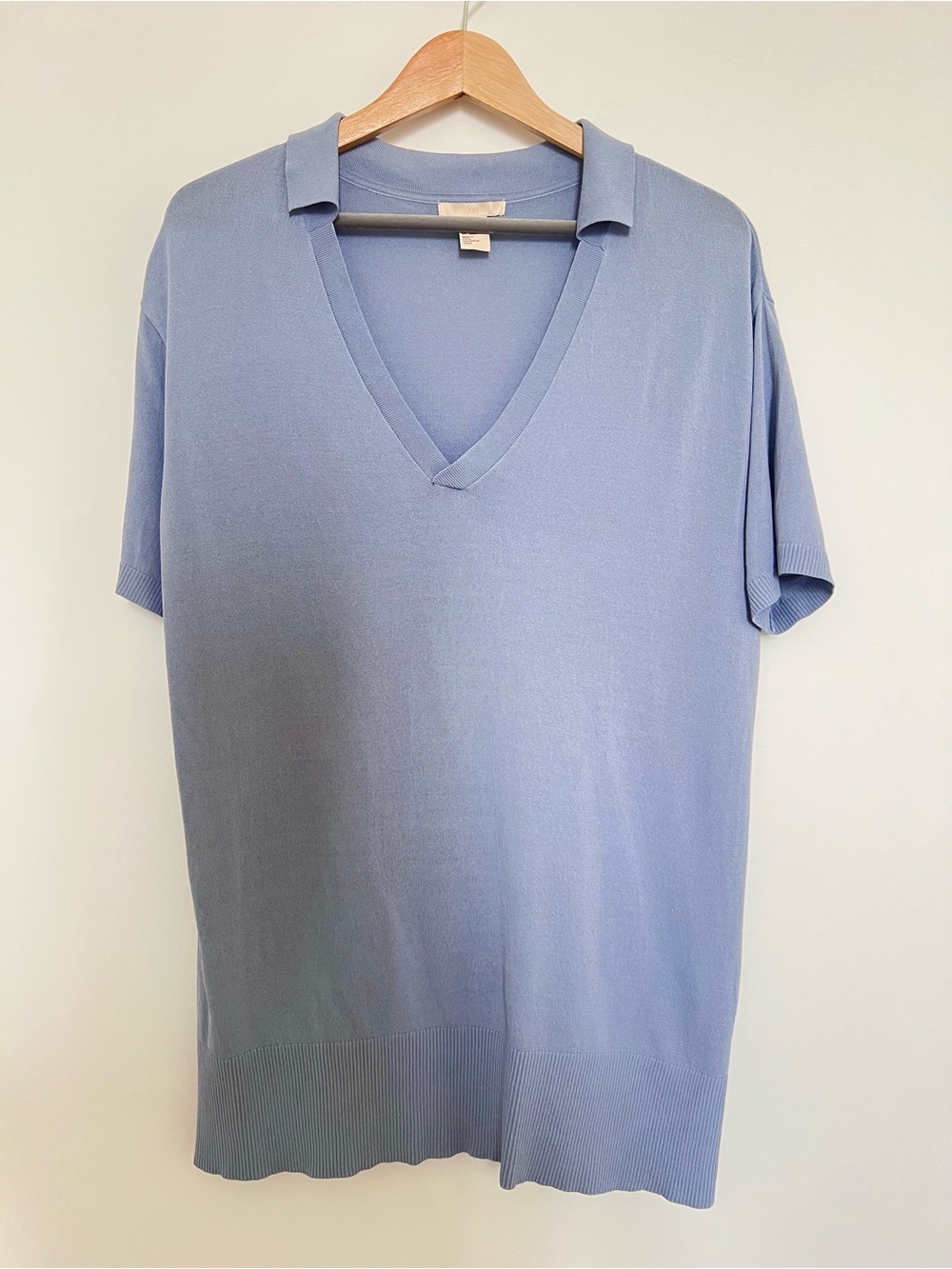 H&M | Pale Blue V-Neck Short Sleeve Knit Top
